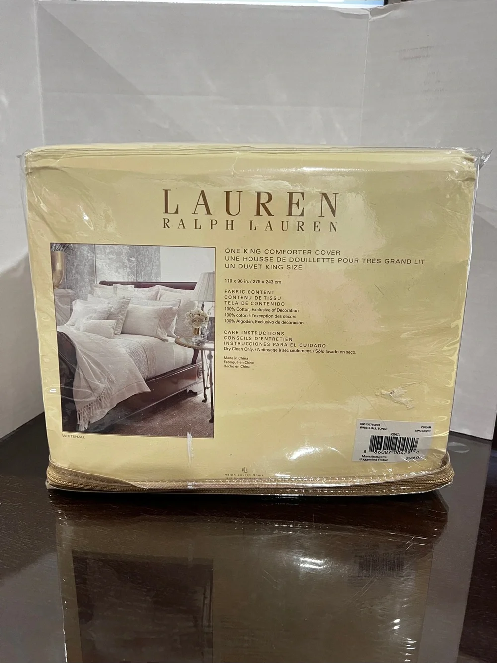 Lauren Ralph Lauren King Duvet Comforter Cotton Embroidery Cream Whitehall Tonal
